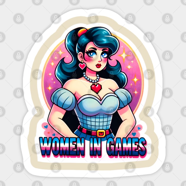 Empowering Women in Games: Vintage Pin-Up Girl Sticker by PuckDesign